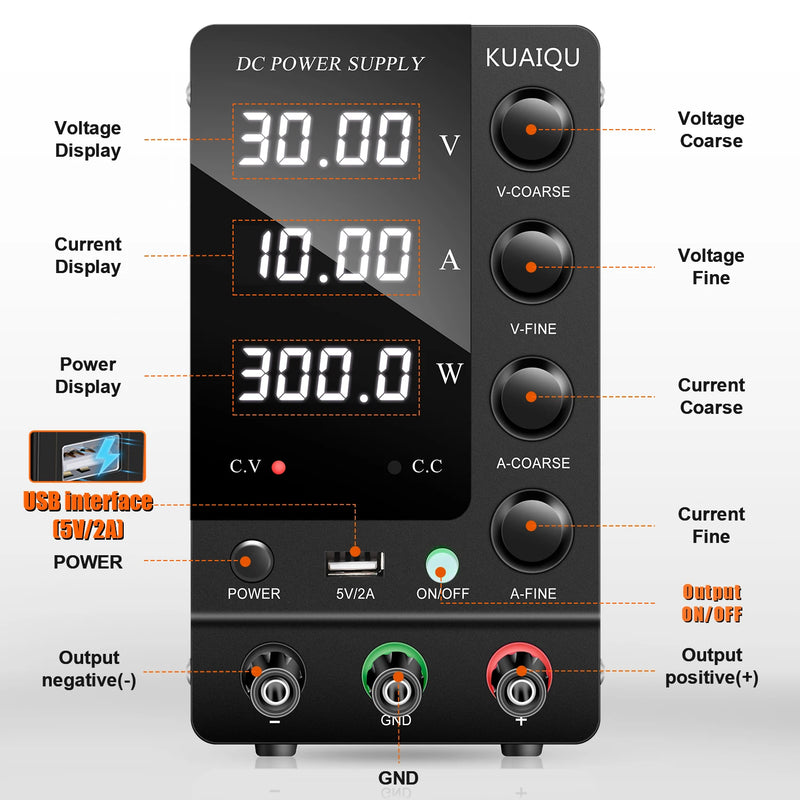 Kaiqu  SPS-C3010 - 30v 10a dc fonte de alimentação ajustável