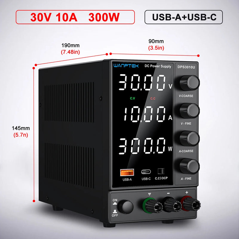 Wanptek dc fonte de alimentação de laboratório 30v 10a 60v 5a 120v 3a corrente e tensão ajustável.