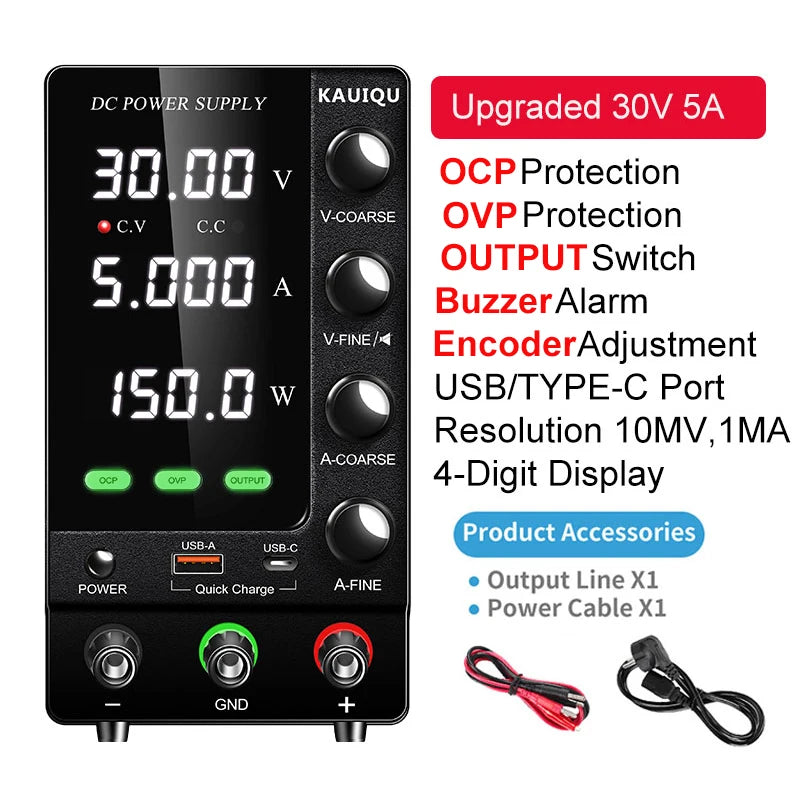 Fonte de Bancada KUAIQU SPS-C3010S — 30 V/10 A, OCP/OVP e USB-C — imagem 4