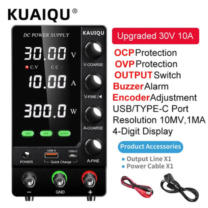 Fonte de Bancada KUAIQU SPS-C3010S — 30 V/10 A, OCP/OVP e USB-C — imagem 2