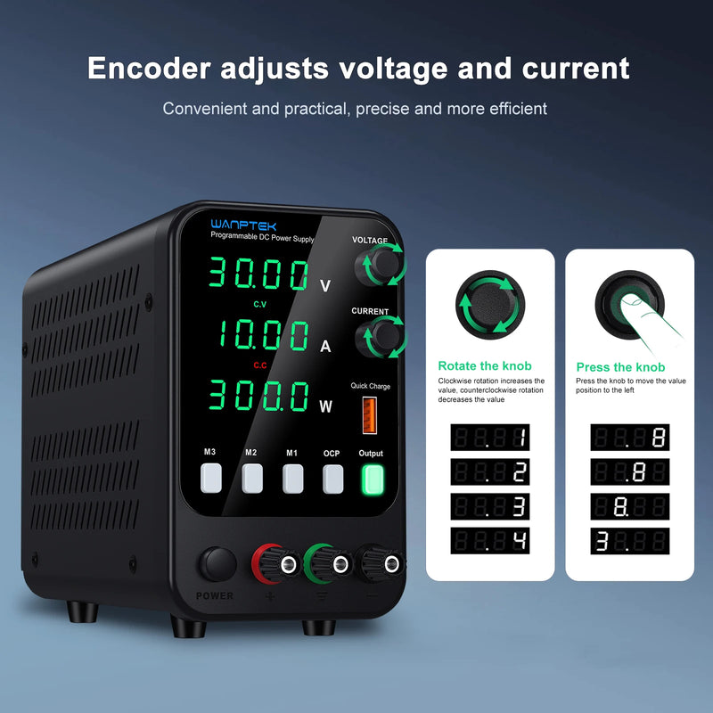 wanptek - APS3010H - Fonte APS 30v 10a 60v 5a 120v 3a, tensão e corrente ajustavel